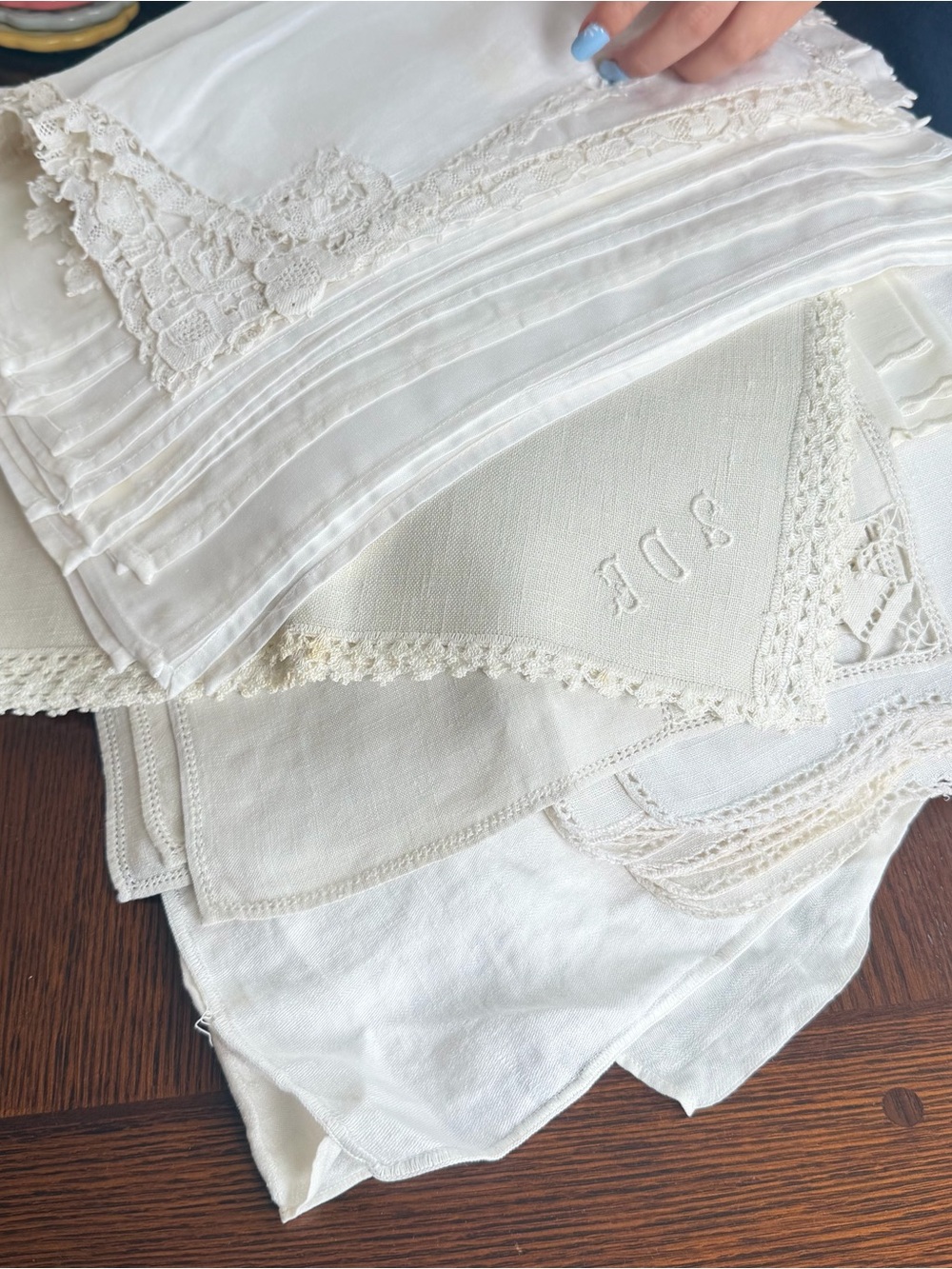 Vintage Ivory/white Linen napkin lot for bean2986